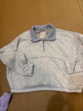 Thread & Supply Light Blue Heathered Quarter-Zip Sweater